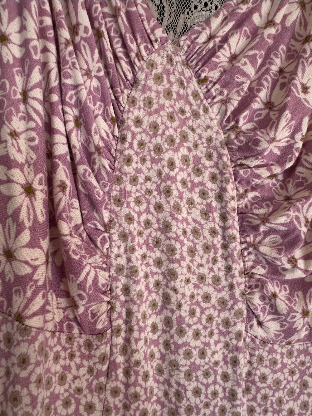 Freepeople Lavender Floral Ruched Dress Top